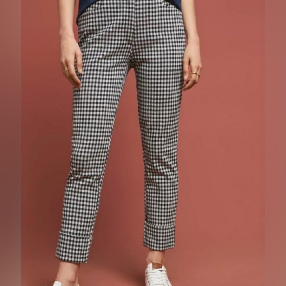 Anthropologie The Essential Slim Gingham Plaid Cropped Pants